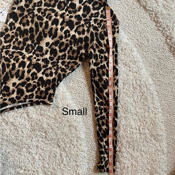 Black Brown Leopard bodysuit long sleeve mock neck NWT small and medium - Picture 9 of 13